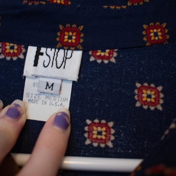 Eclectic VTG F Stop Shirt Mixed Patchwork Print Western Button M | True Autumn - Picture 8 of 8